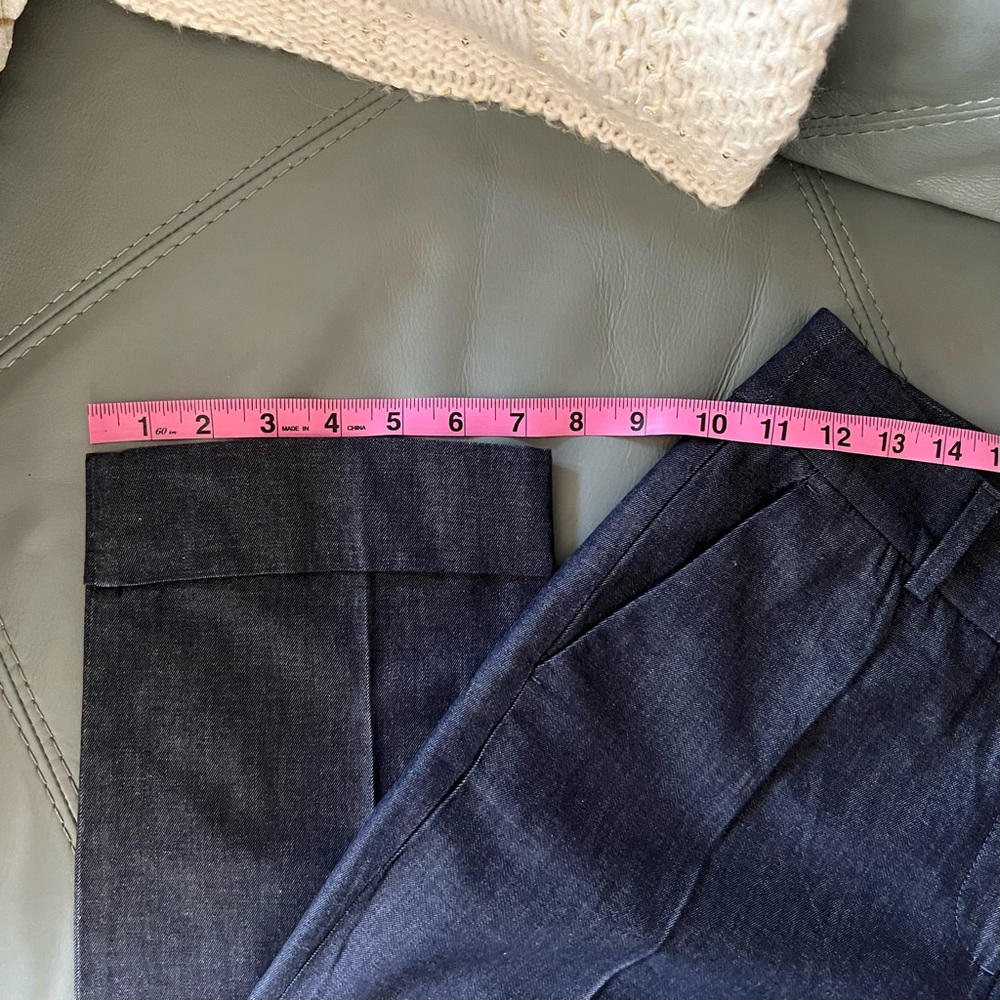 NWOT Gorgeous Pleated ANN TAYLOR Factory DARK CHAMBRAY CROPPED Ankle TROUSERS 4 - Picture 12 of 14